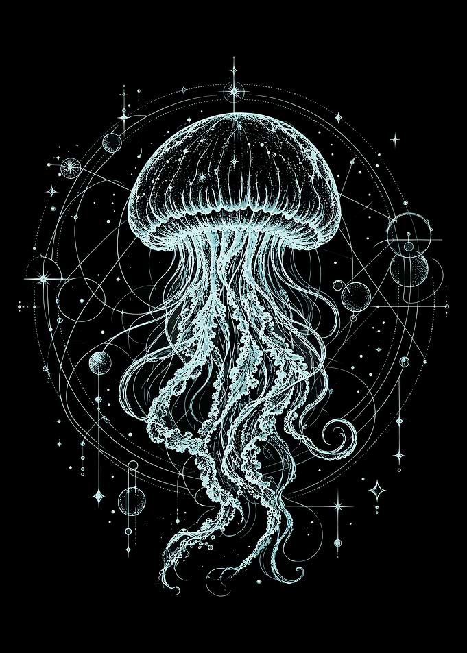 Celestial Jellyfish Sacred Geometry Art