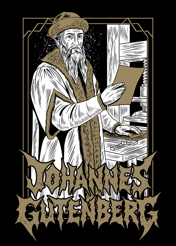 Johannes Gutenberg Metal Style Illustration