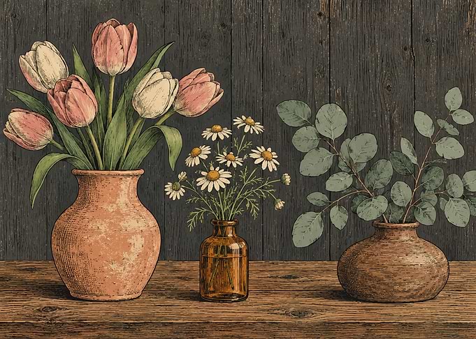 Vintage Botanical Still Life Illustration