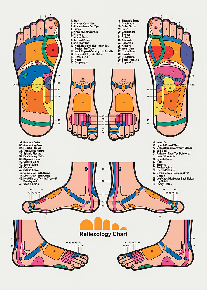 Reflexology Foot Chart Diagram