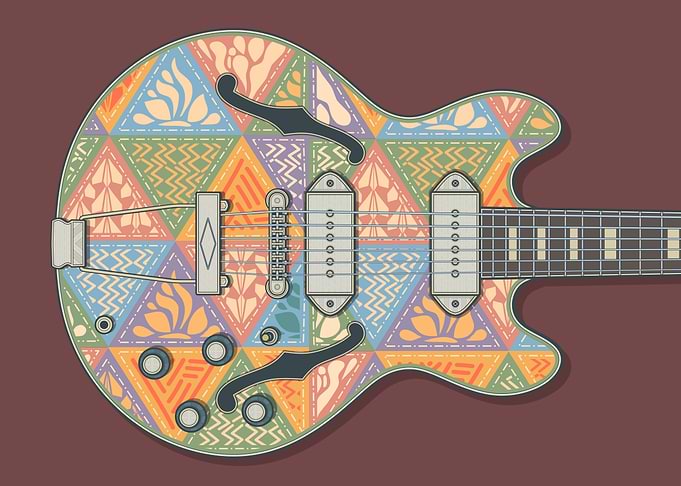 Patterned Electric Guitar Illustration