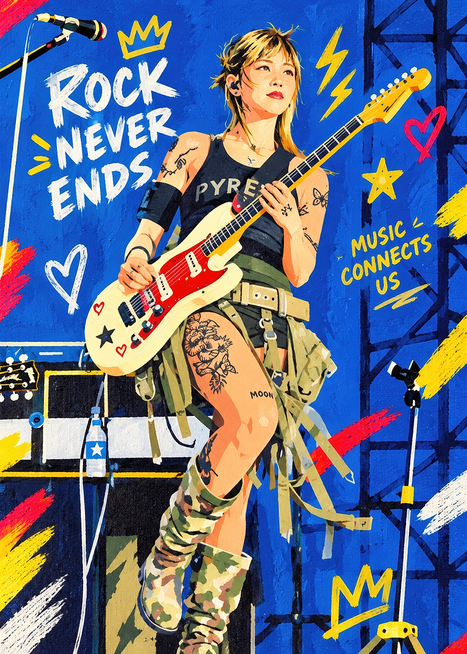 Rock Never Ends Music Poster