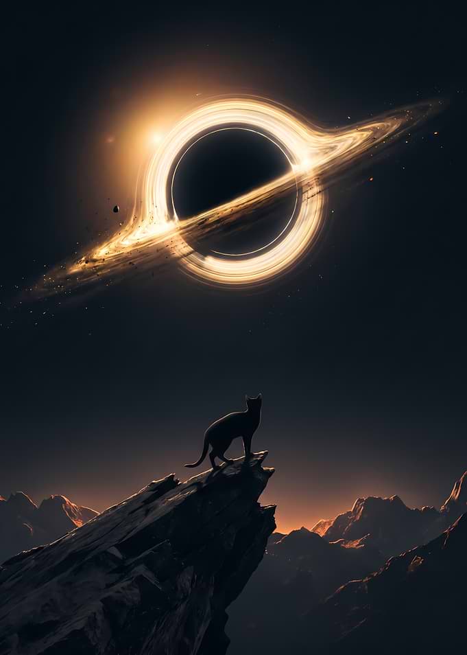 Cat Watching a Cosmic Black Hole