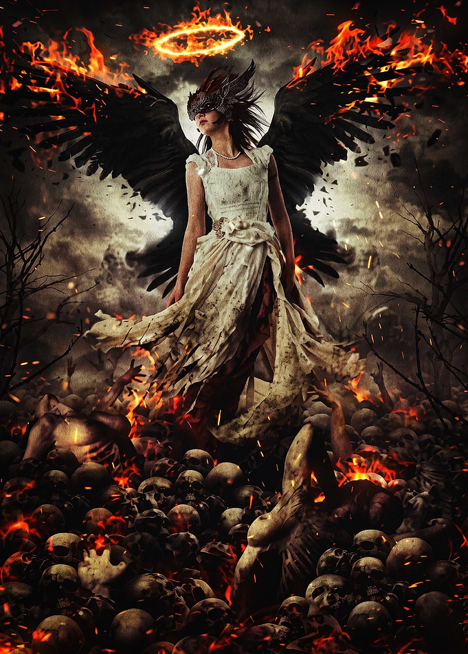 Fallen Angel Amidst Hellfire