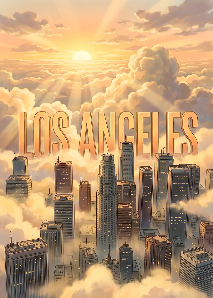 Los Angeles Skyline Above Clouds