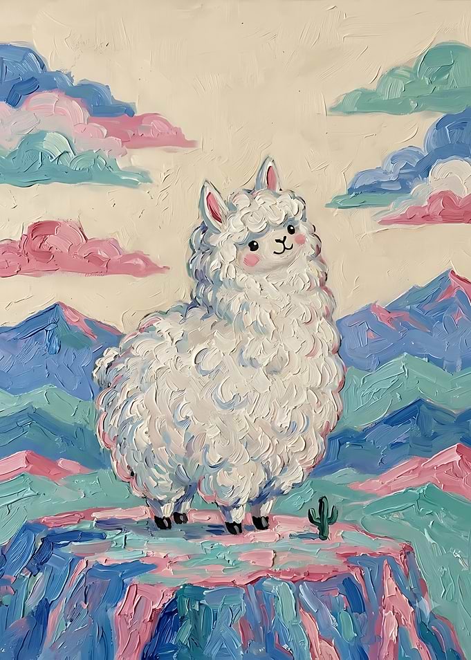 Cute Fluffy Llama Painting