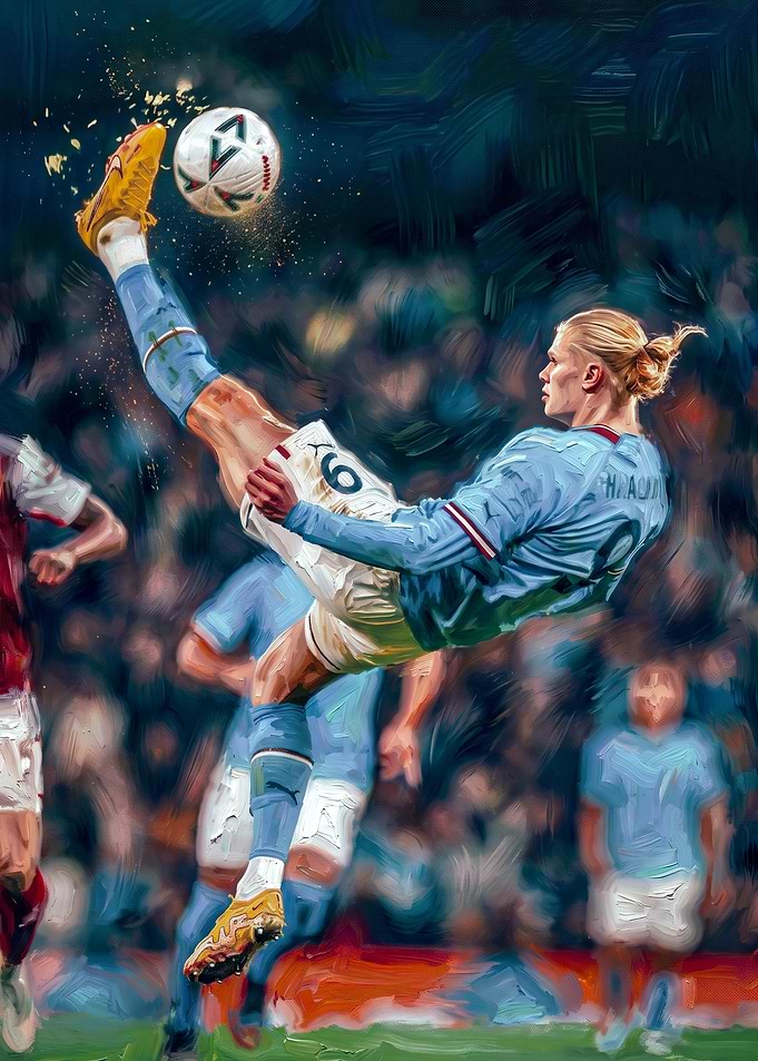 Erling Haaland Bicycle Kick Painting
