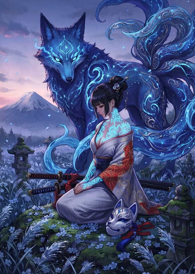 Kitsune Spirit and Samurai Maiden