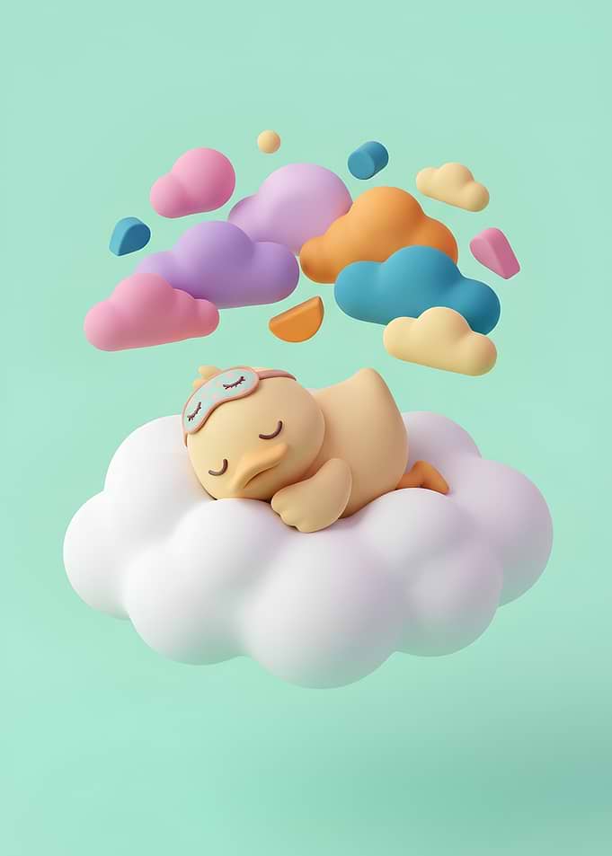 Cute Sleeping Duck on Cloud