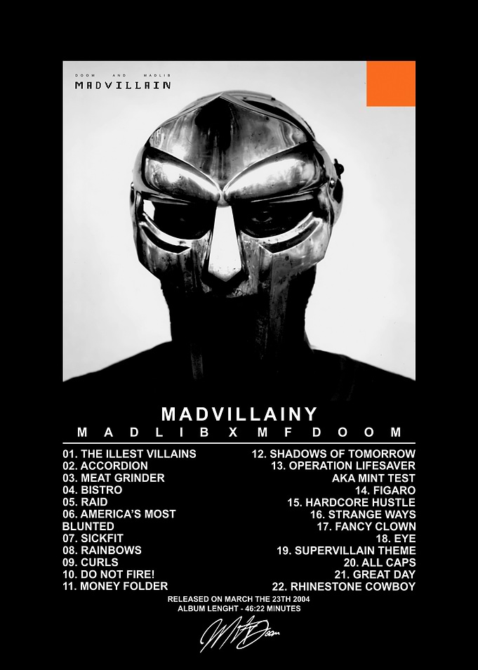 Madvillainy Album Tracklist Poster