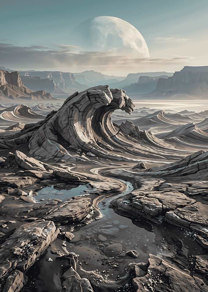 Surreal Stone Wave Desert Landscape