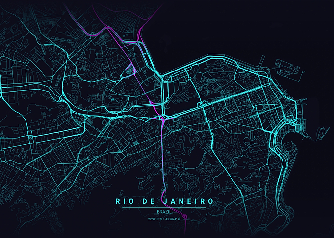 Map of Rio de Janeiro City Poster