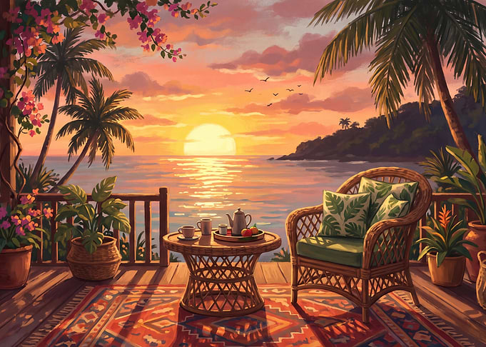 Tropical Sunset Terrace View