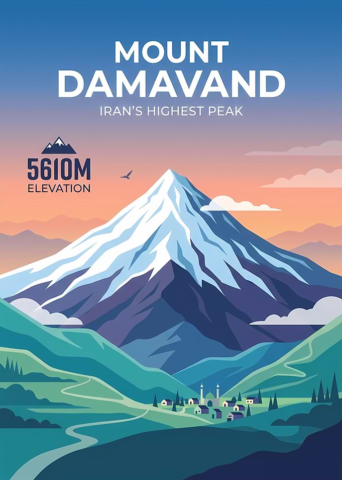 Mount Damavand Travel Poster
