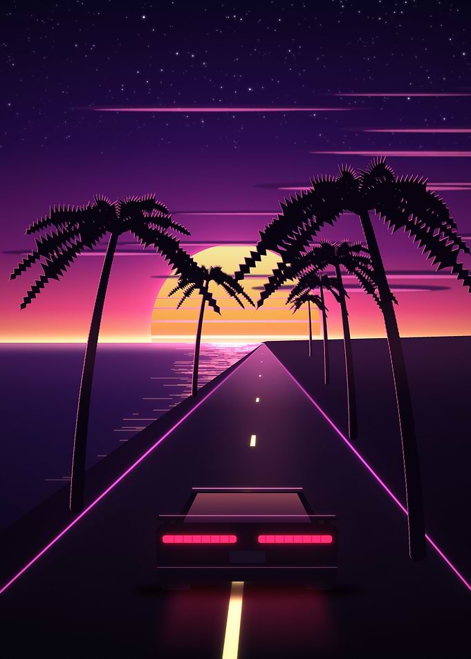 Neon Coastline Drive – Retro Sunset Road