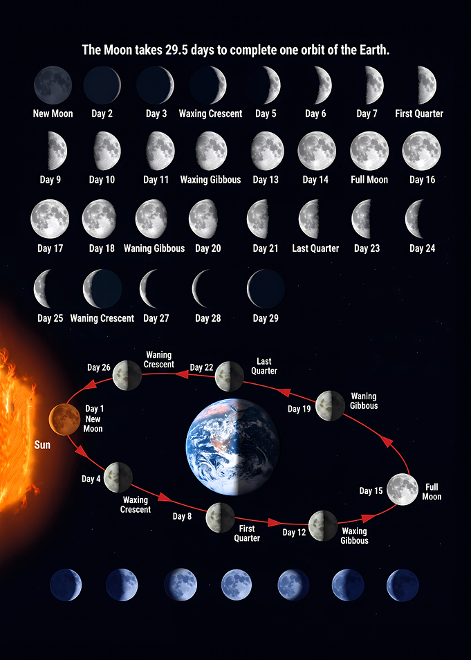 Educational Moon Phases Orbit Diagram