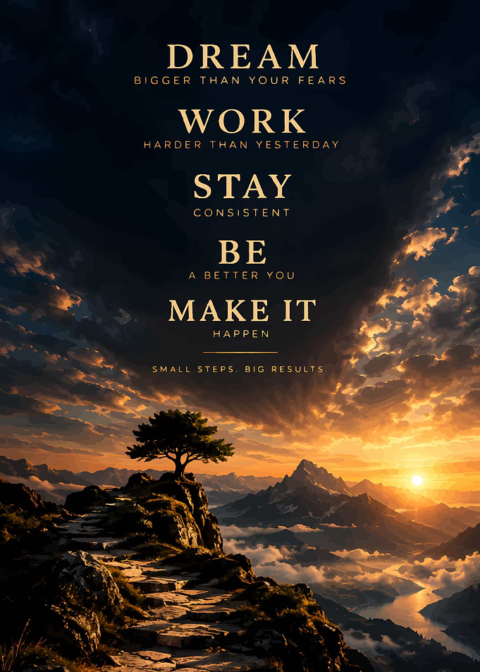 Inspirational Mountain Sunset Motivational Poster