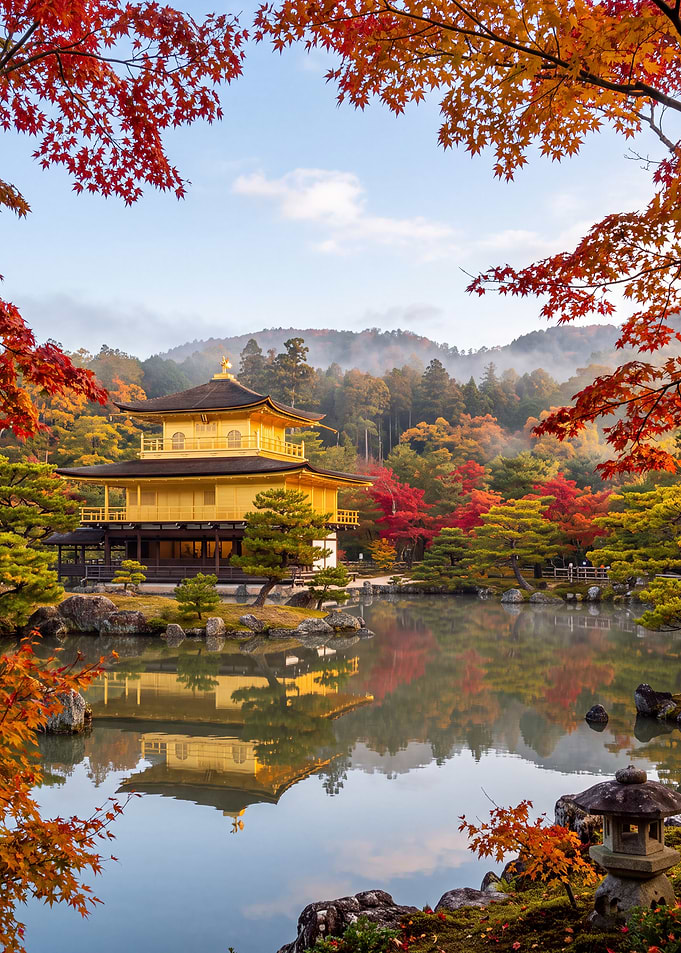 Kinkaku-ji Golden Pavilion in Autumn