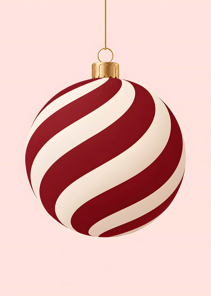 Minimalist Red and White Christmas Ornament