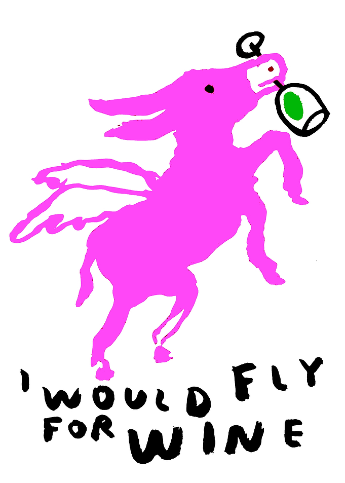 Pink Pegasus Drinking Wine Illustration