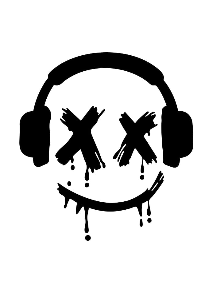 Dripping Headphones Smiley Face Graphic