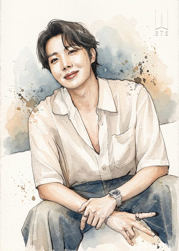 Watercolor Portrait of J-Hope from BTS
