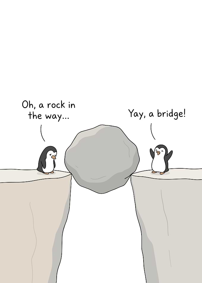 Penguin Perspective on a Rock