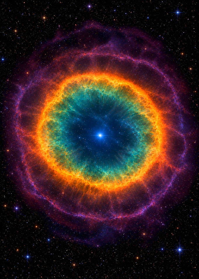 Vibrant Ring Nebula in Deep Space