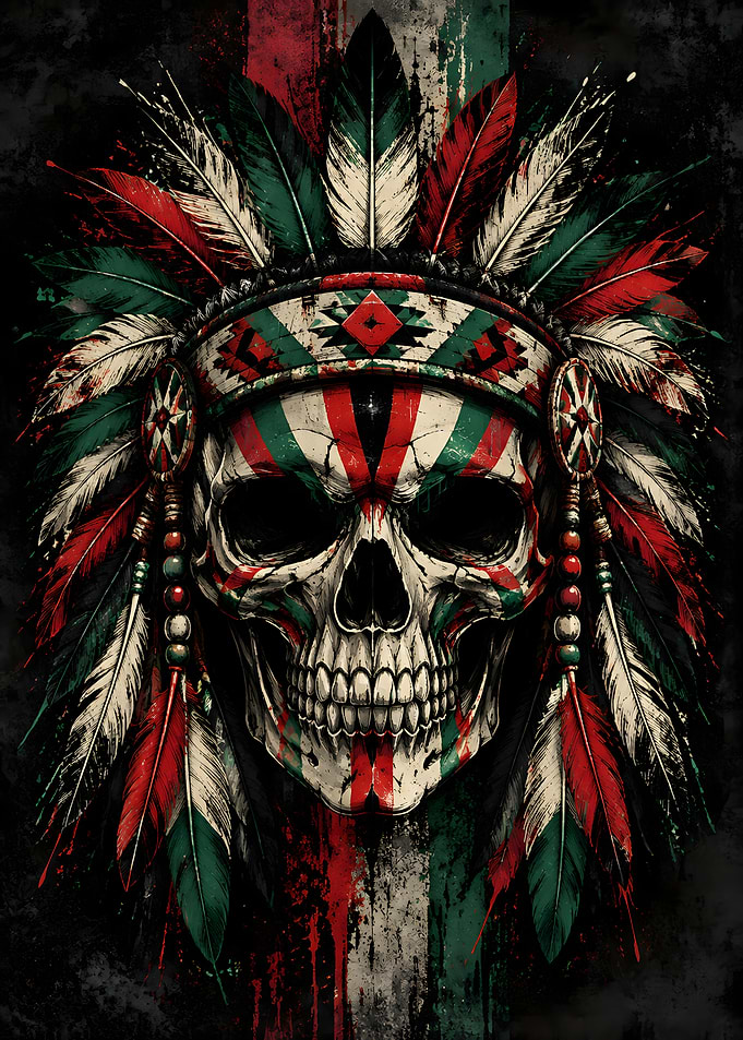 Native American Skull Headdress Art