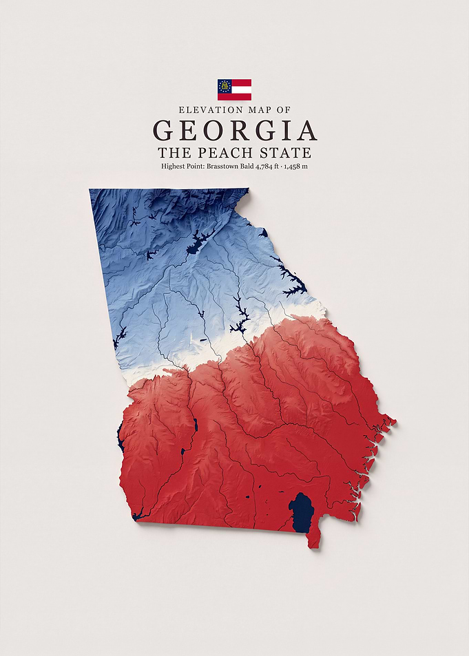 Elevation Map of Georgia State