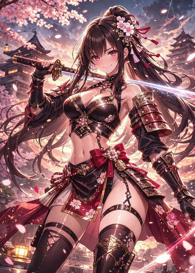 Anime Samurai Girl with Katana