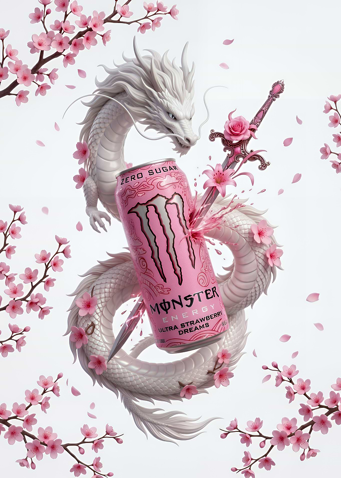 Monster Ultra Strawberry Dreams Dragon Art