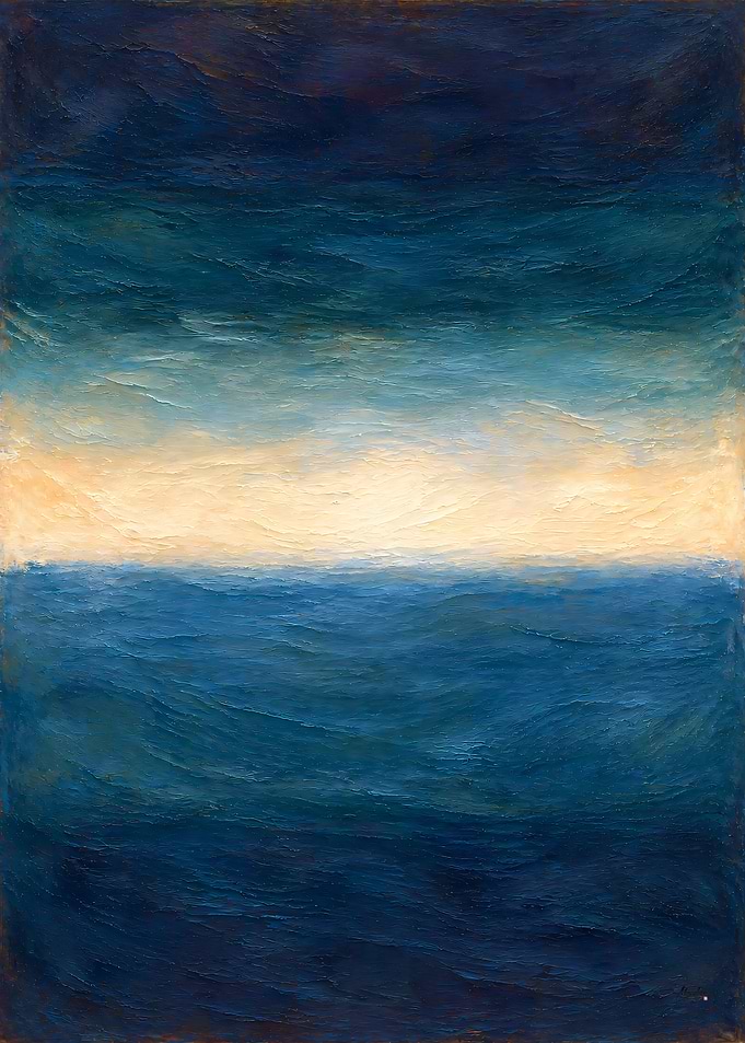 Blue Tide Horizon - Textured Abstract Seascape