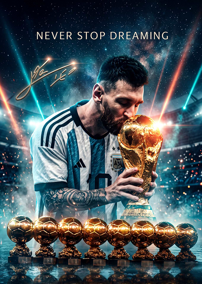 Lionel Messi World Cup Victory Poster