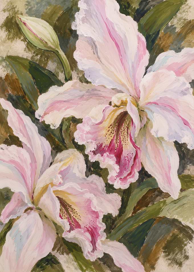Elegant Pink Cattleya Orchid Painting