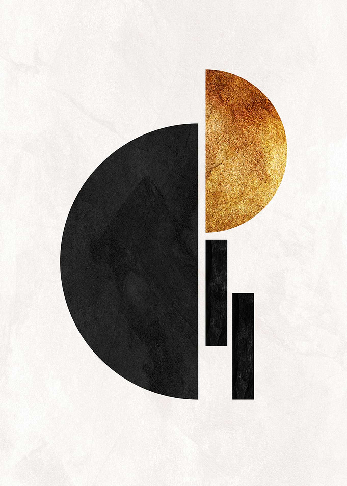 Minimalist Abstract Geometric Gold and Black