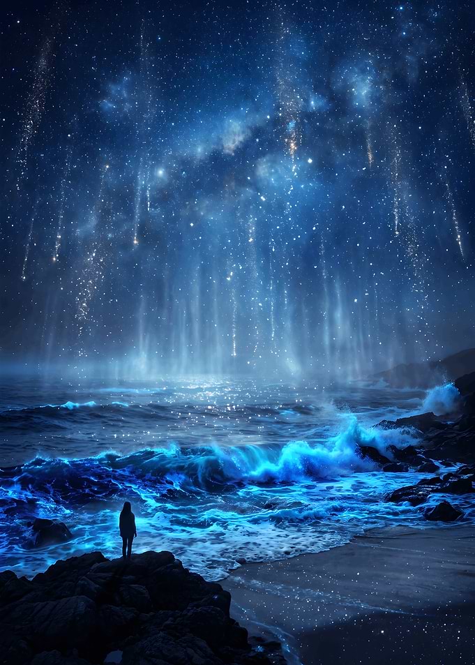 Person Watching Magical Meteor Shower
