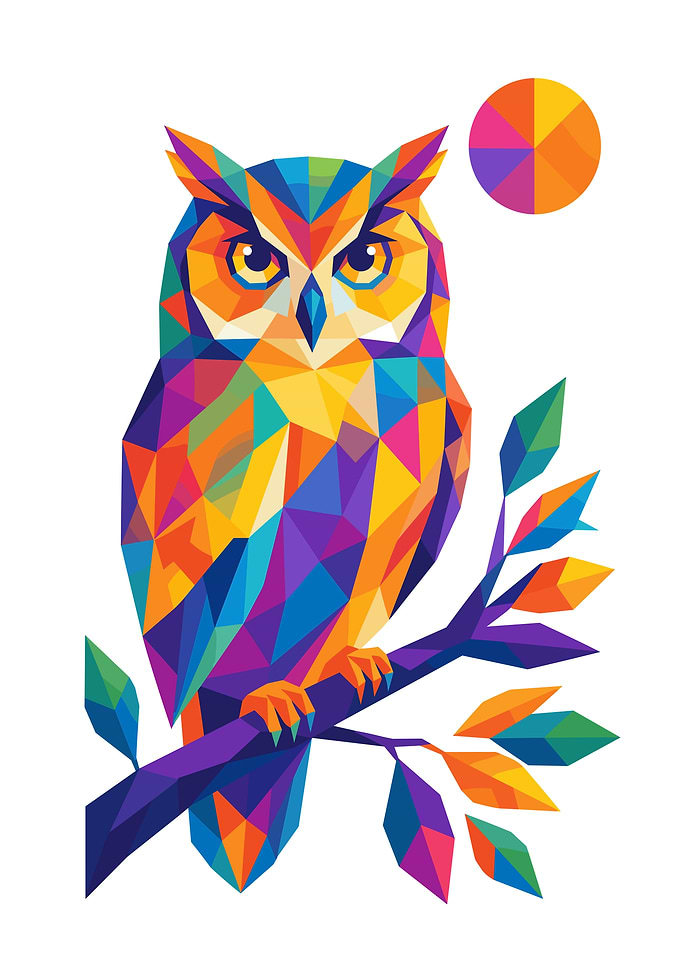 Colorful Geometric Low Poly Owl