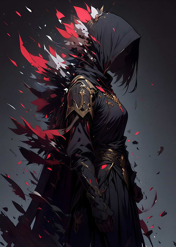 Dark Fantasy Hooded Warrior Silhouette