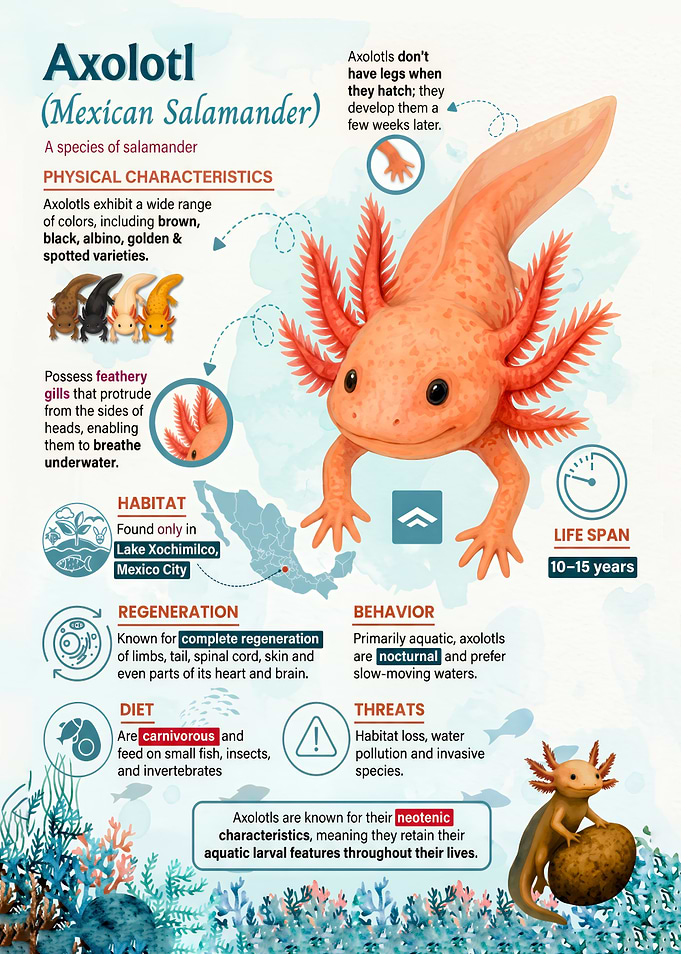 Educational Axolotl Infographic Poster