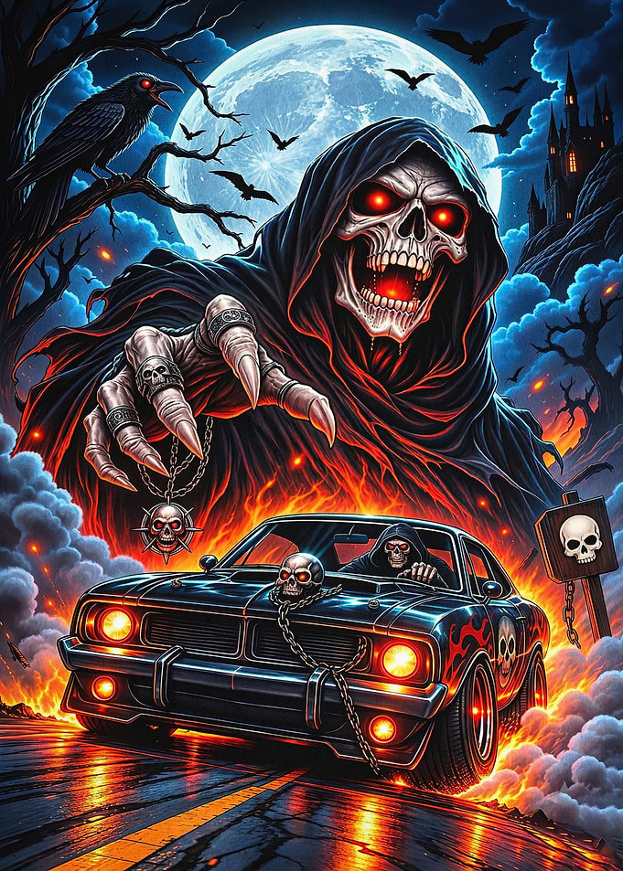 Grim Reaper Muscle Car Dark Art