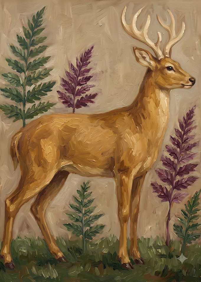 Oil Painting of a Majestic Deer