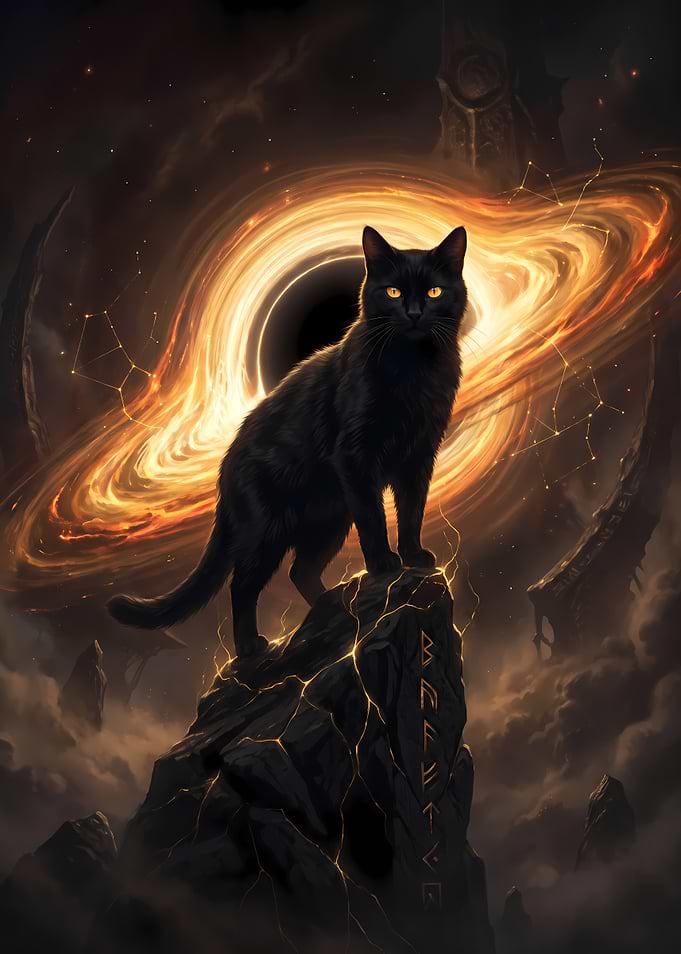 Black Cat Before Cosmic Black Hole