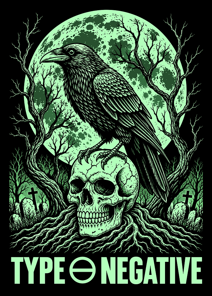 Type O Negative Raven Skull Art