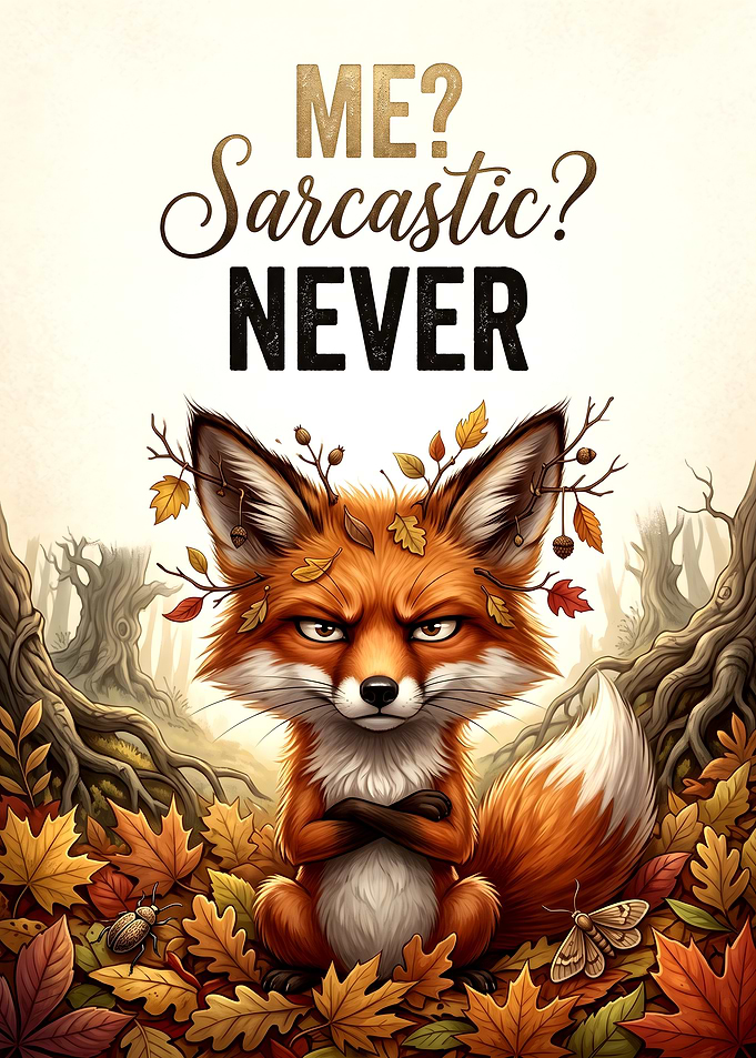 Sarcastic Fox Autumn Illustration