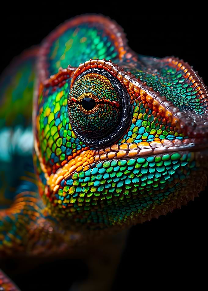 Vibrant Macro Portrait of a Chameleon