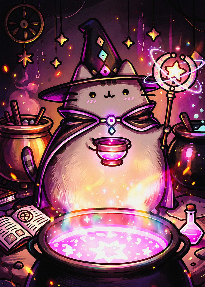 Pusheen the Cat Wizard Brewing Potion