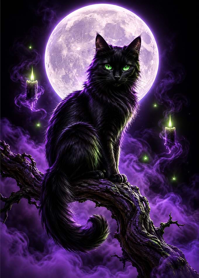 Black Cat Under Purple Moon