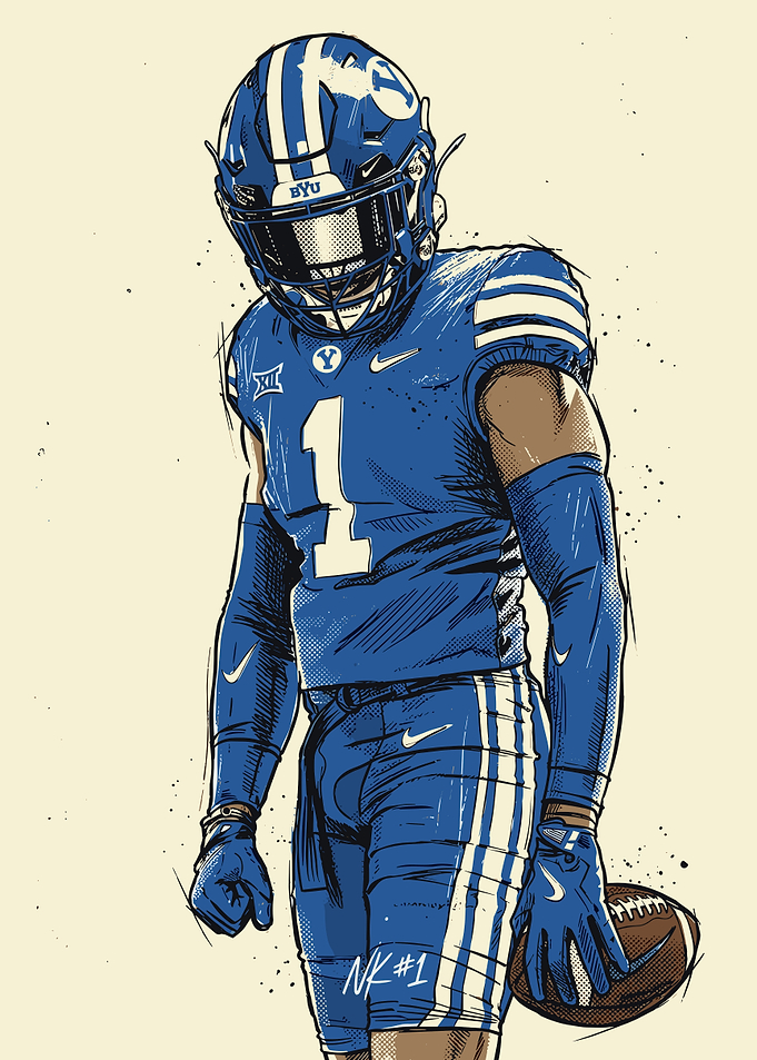 BYU Football Player Illustration