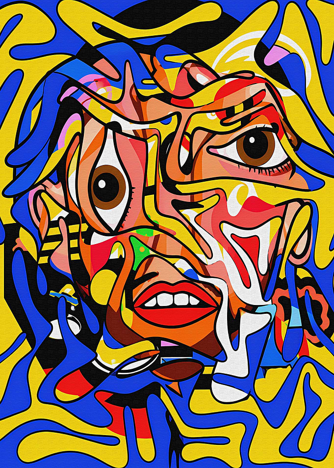 Abstract Colorful Portrait Face Art